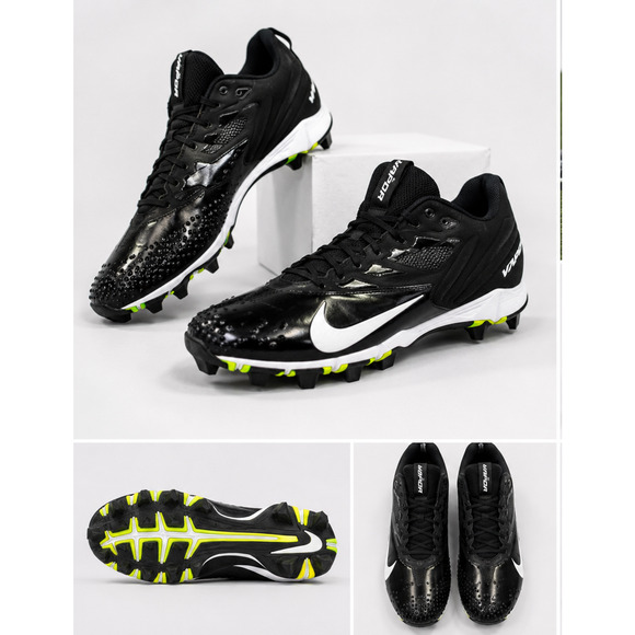 Nike Vapor Football Cleats Mens 6.5 Black Volt Fits Youth 6.5 Womens 7.5
